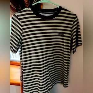 STUSSY Womens Printed Stripe Tee Green